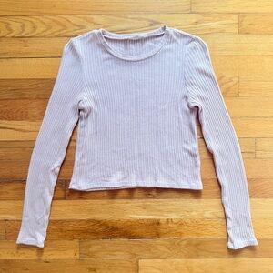 REFORMATION Wiley Knit Long Sleeve Ribbed Top Light Pink Tencel size S